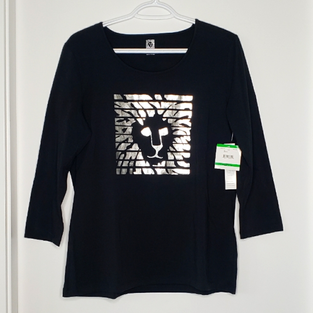 Anne Klein 3/4 Sleeve With Foil Logo